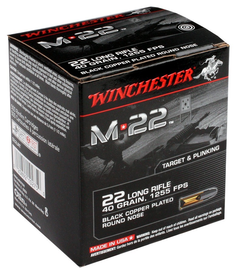 2000 Rounds of WINCHESTER M-22 22LR 40GR LEAD-RN 1255FPS - Rifle ...